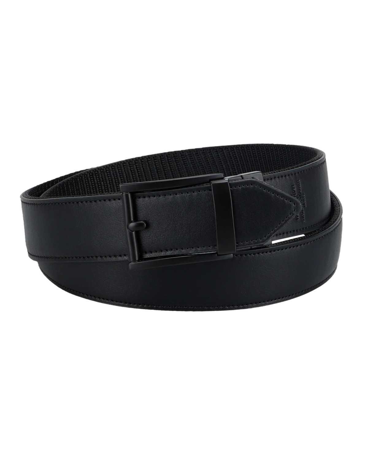 Men's Two-in-One Reversible Fabric and Artificial Leather Track Lock Belt - Black