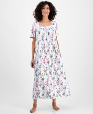 Charter Club - Women's Cotton Short-Sleeve Lace-Trim Nightgown