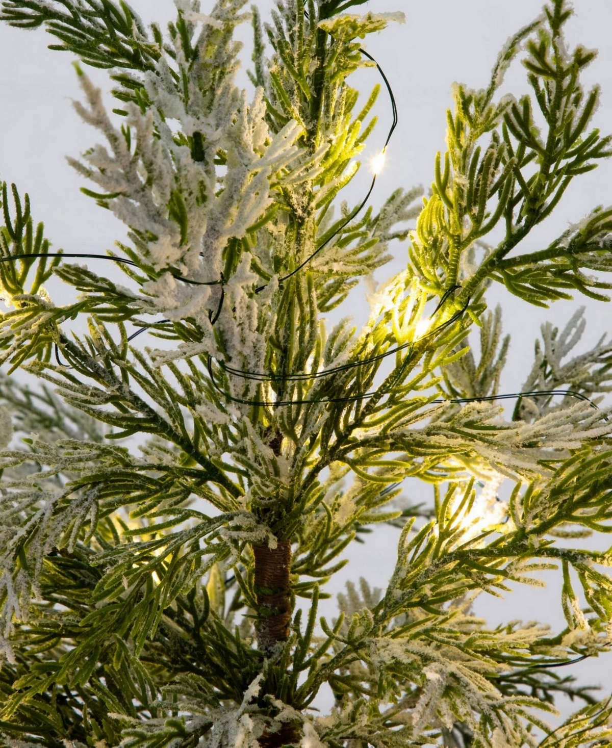Nearly Natural 18" Pre-lit Artificial Snowed Cypress Christmas Tree Led Lights In Ceramic Planter In Green