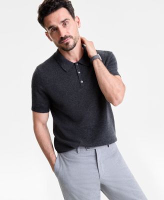 Men's Regular-Fit 100% Cashmere Sweater Polo Shirt, Macy's Exclusive