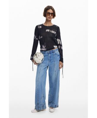 Women's Newspaper pleated blouse