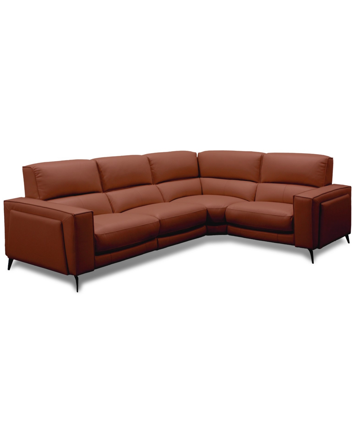 Macy's Neiwert 4-pc. Leather Sofa Sectional With 2 Power Recliners In Brown