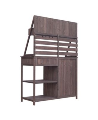 Fir Wood Potting Bench with Storage