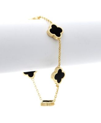 Onyx Clover Station Bracelet