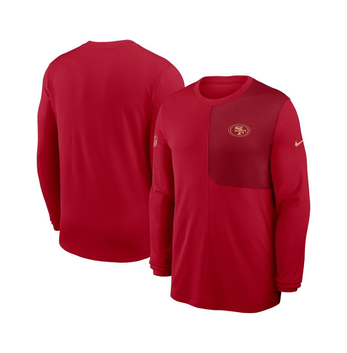 Мужская футболка Nike Scarlet San Francisco 49ers Sideline Coach UV Performance Long Sleeve — фото 1