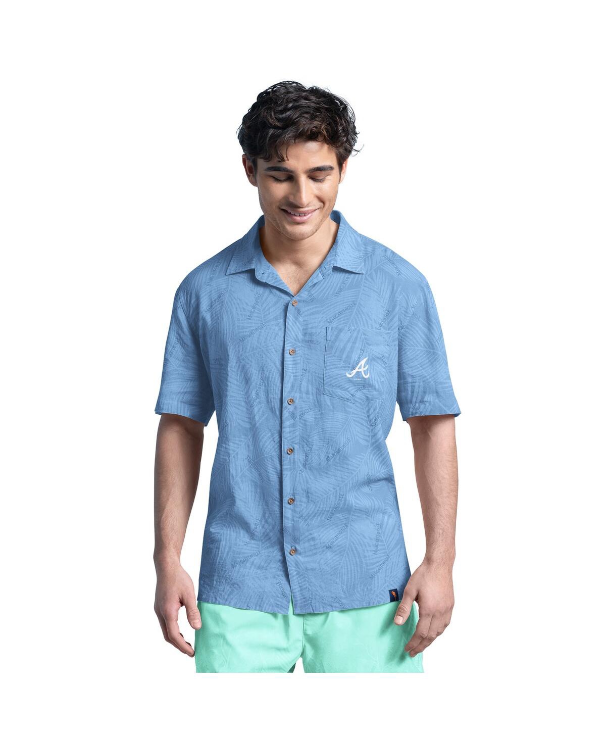 Men's Blue Atlanta Braves Linen Party Button-Up Shirt - Blue