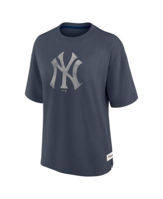 Women's Blue New York Yankees Oversized Elements Raw Edge Future Ground T-Shirt