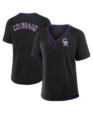 Fanatics - Women's Black Colorado Rockies League Diva Star Raglan V-Neck T-Shirt