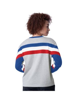 Women's Heather Gray Chicago Cubs Triple A Fashion Color Block Long Sleeve Top