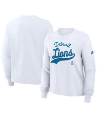 Nike - Women's White Detroit Lions Essential Long Sleeve Boxy T-Shirt