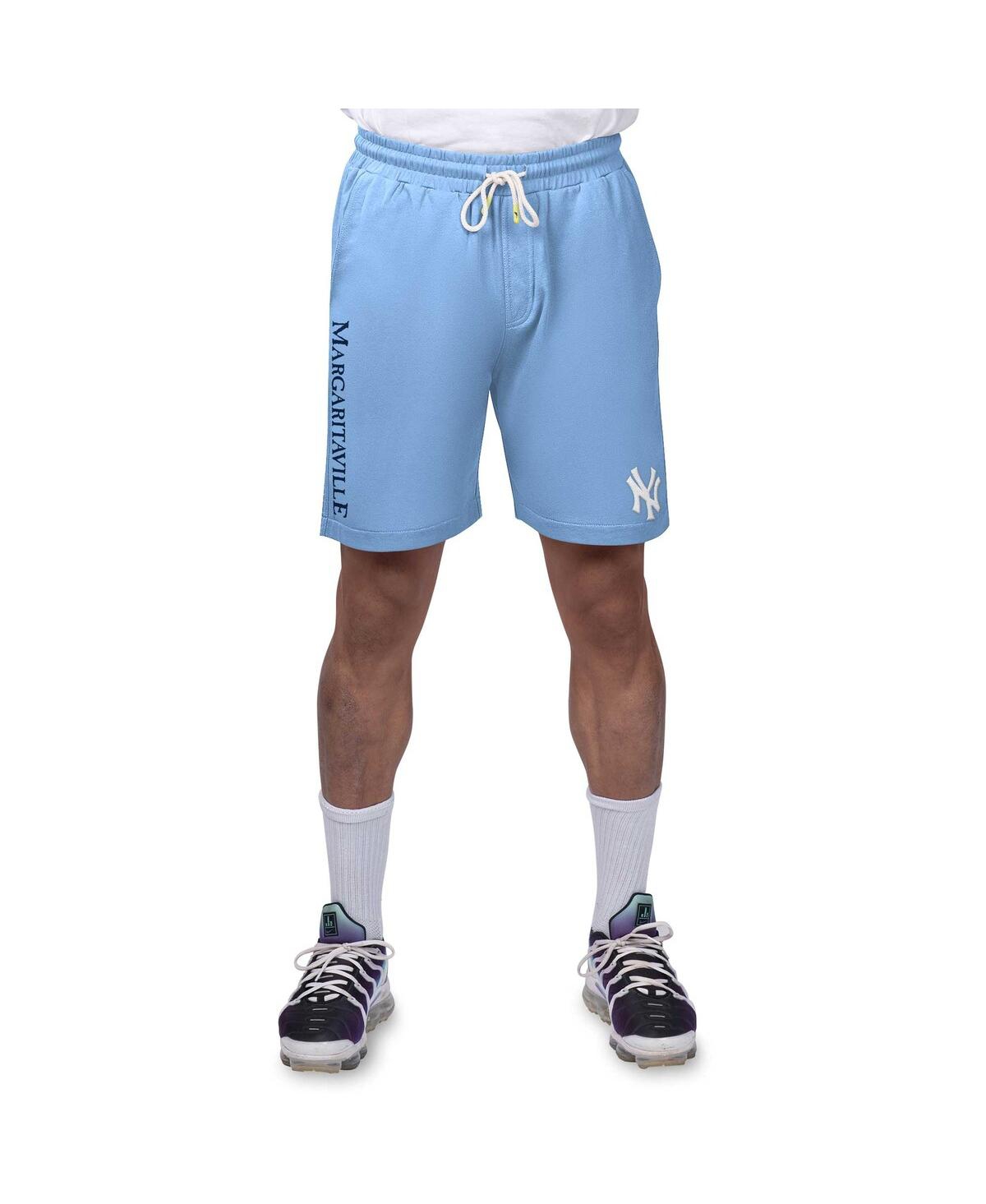 Men's Light Blue New York Yankees Peached French Terry Shorts - Light Blue