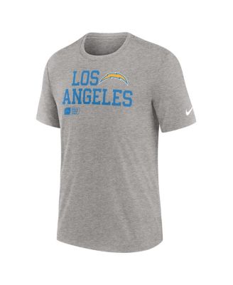 Men's Heather Gray Los Angeles Chargers Overlap Lockup Tri-Blend T-Shirt