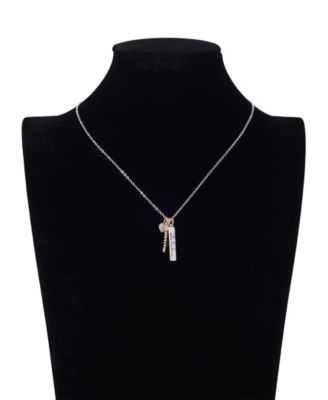 Cubic Zirconia Fearless Charm Short Pendant Necklace