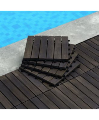 Acacia Deck Tiles Striped 12" x 12", 30 PCS