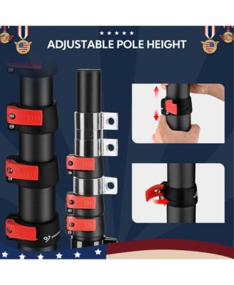 EZ GO 14ft Telescopic Flag Pole Kit with Starlink Mini Pipe Adapter & Tire Mount Base for Outdoor Tailgate Party, Sliver