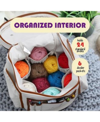 Durable Canvas Crochet & Knitting Bag Organizer with Accessories Case - Yarn Organizer for Crochet Accessories and Supplies