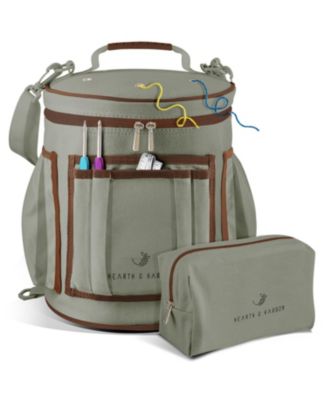 Durable Canvas Crochet & Knitting Bag Organizer with Accessories Case - Yarn Organizer for Crochet Accessories and Supplies