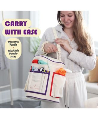 Durable Canvas Crochet & Knitting Bag Organizer with Accessories Case - Yarn Organizer for Crochet Accessories and Supplies