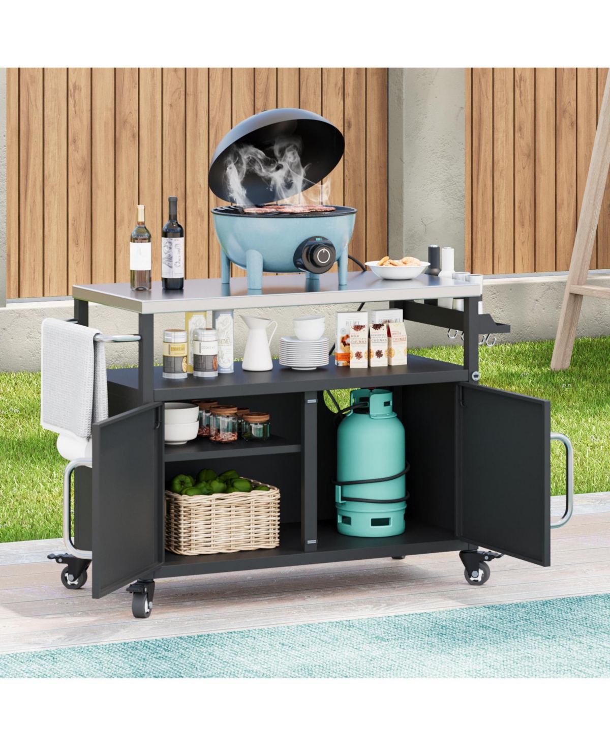 Streamdale Furniture Outdoor Kitchen Island Grill Cart Table
