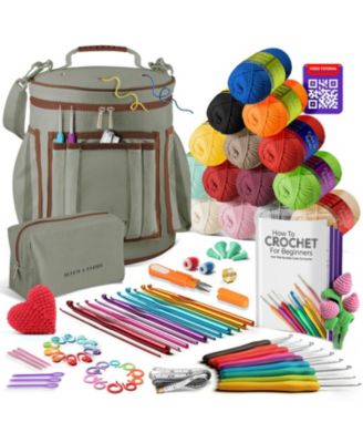 Crochet Starter Kit for Beginners Adults & Kids with Video Tutorials - Amigurumi & Crocheting Kit - with Yarn & Crochet Bag