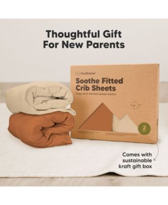 2pk Soothe Fitted Crib Sheets Neutral, Baby Crib Sheets, Fits Standard Nursery Baby Mattress