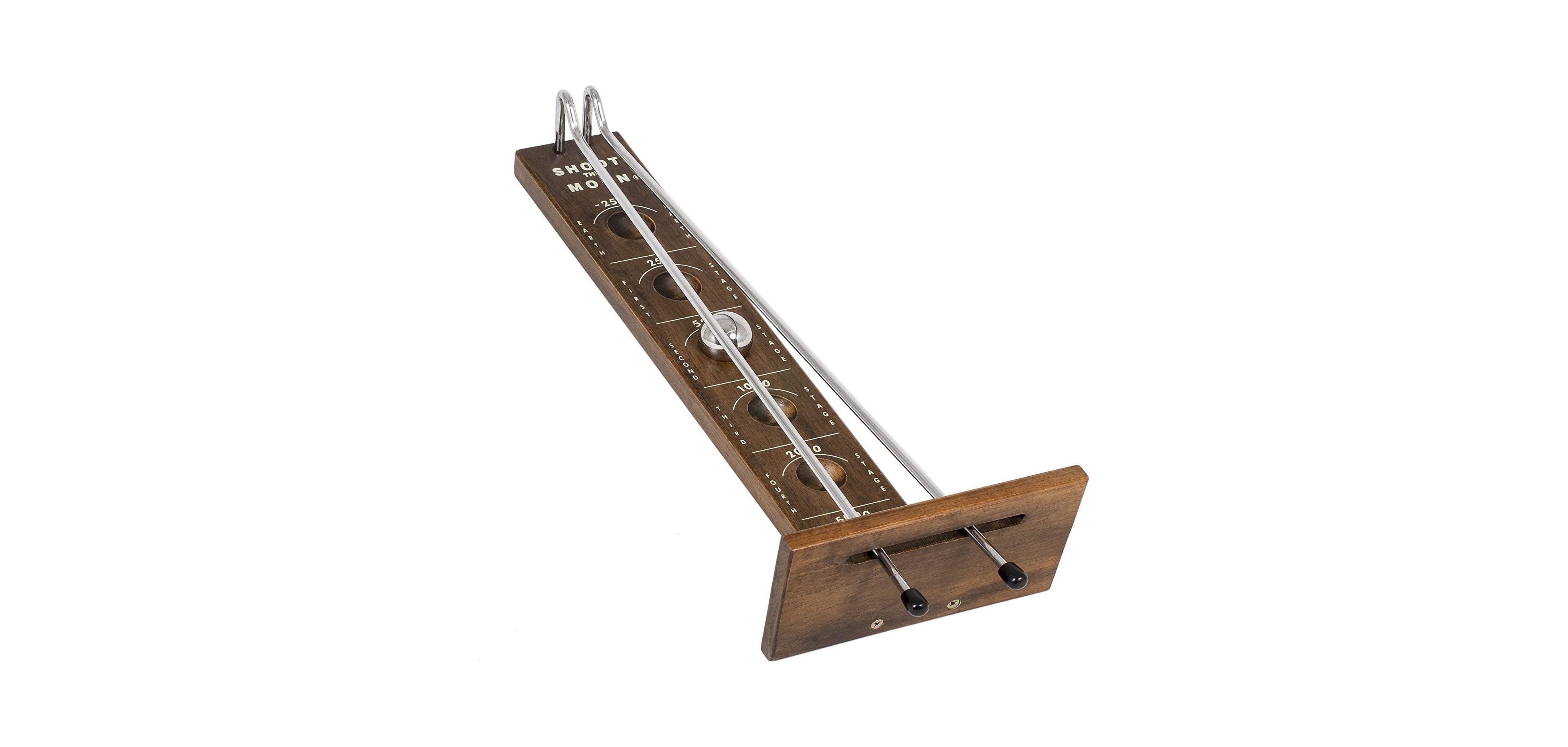 We Games Shoot The Moon Board Game - Dark Stained Solid Wood