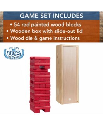 Walnut Stain Wood Blocks Tower Game with Wooden Box, 12 in.