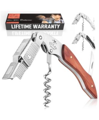 Double Hinged Corkscrew Wine Opener with Foil Cutter & Cap Remover