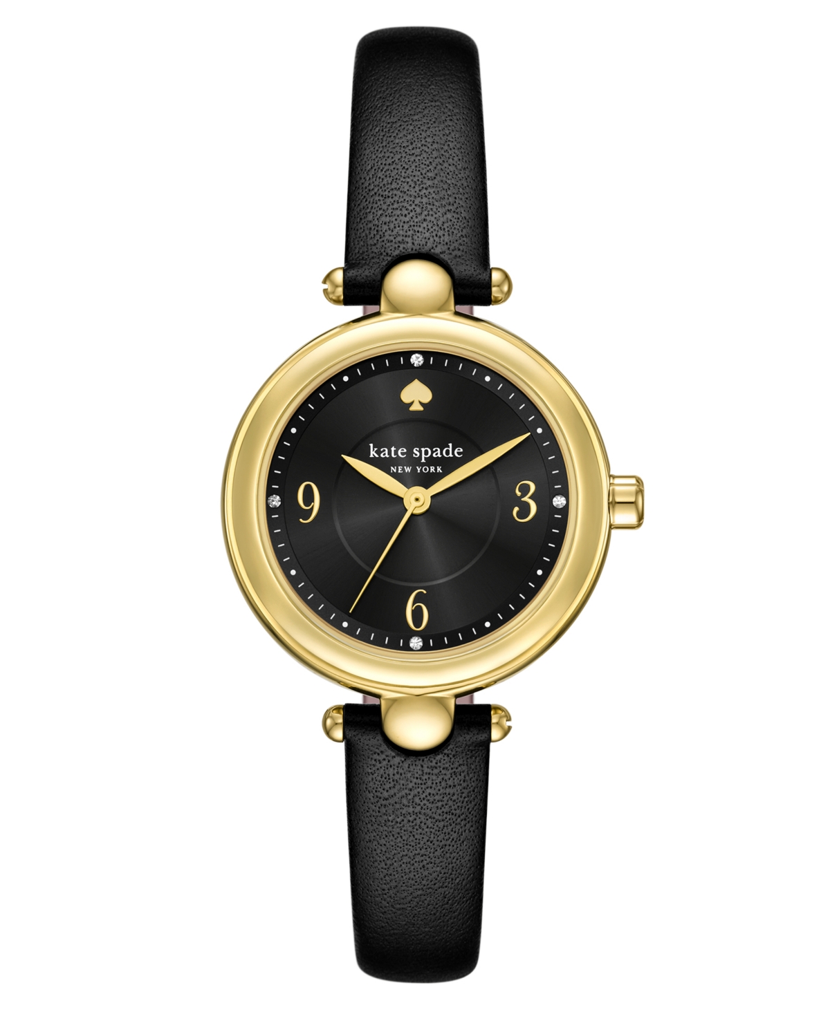 Women's Gracie Round Three-Hand Black Leather Watch, 32mm - Black
