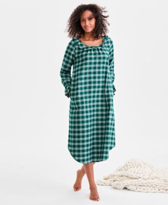 Women's Flannel Ruffle-Neck Long Sleeve Nightgown