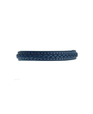 Amari's Azure Stitched Leather Secure Clasped Bracelet