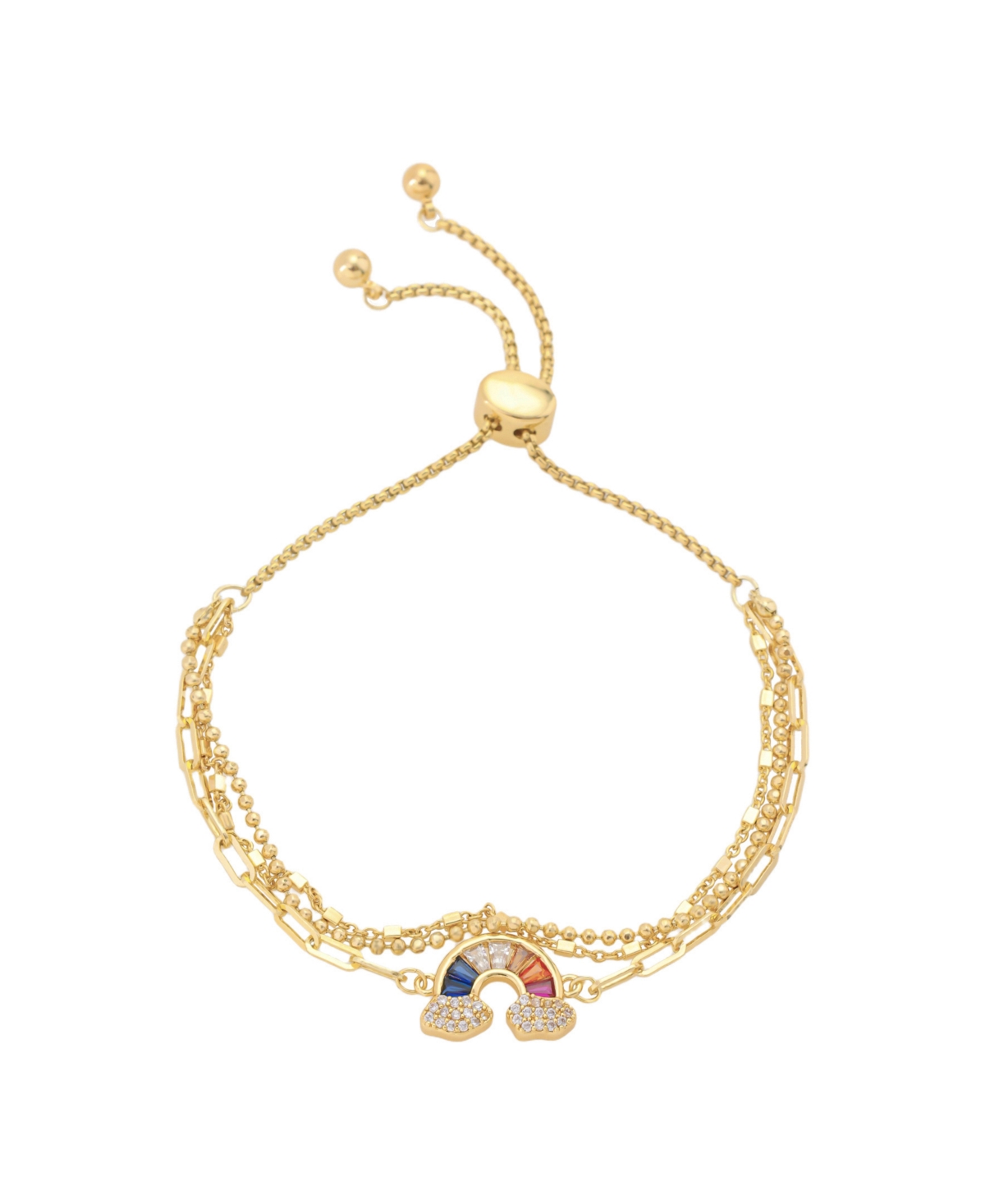 Cubic Zirconia Rainbow Bolo Bracelet - Gold