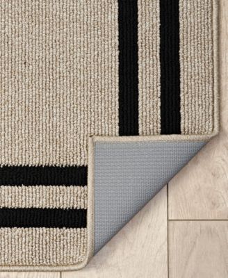 Jean Pierre Double Line Border Tufted - Machine Washable Runner Rug, 26" x 60"