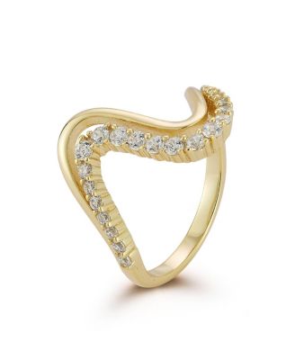 14K Gold Plated Sterling Silver Double Wave Ring