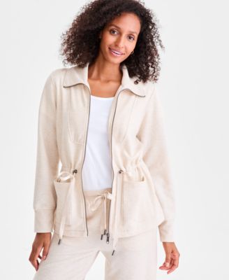 Style & Co - Cloud Knit Front-Zip Drawstring-Waist Jacket