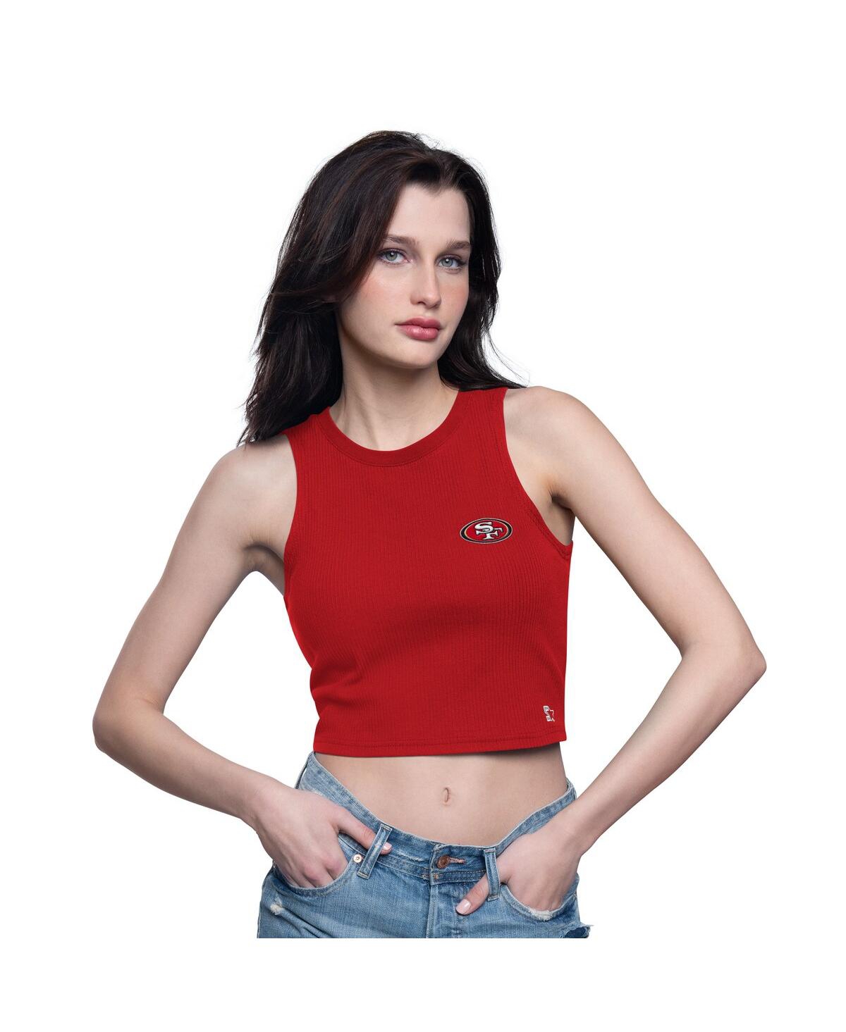 Women's Scarlet San Francisco 49ers Show Up Cropped Tank Top - Scarlet