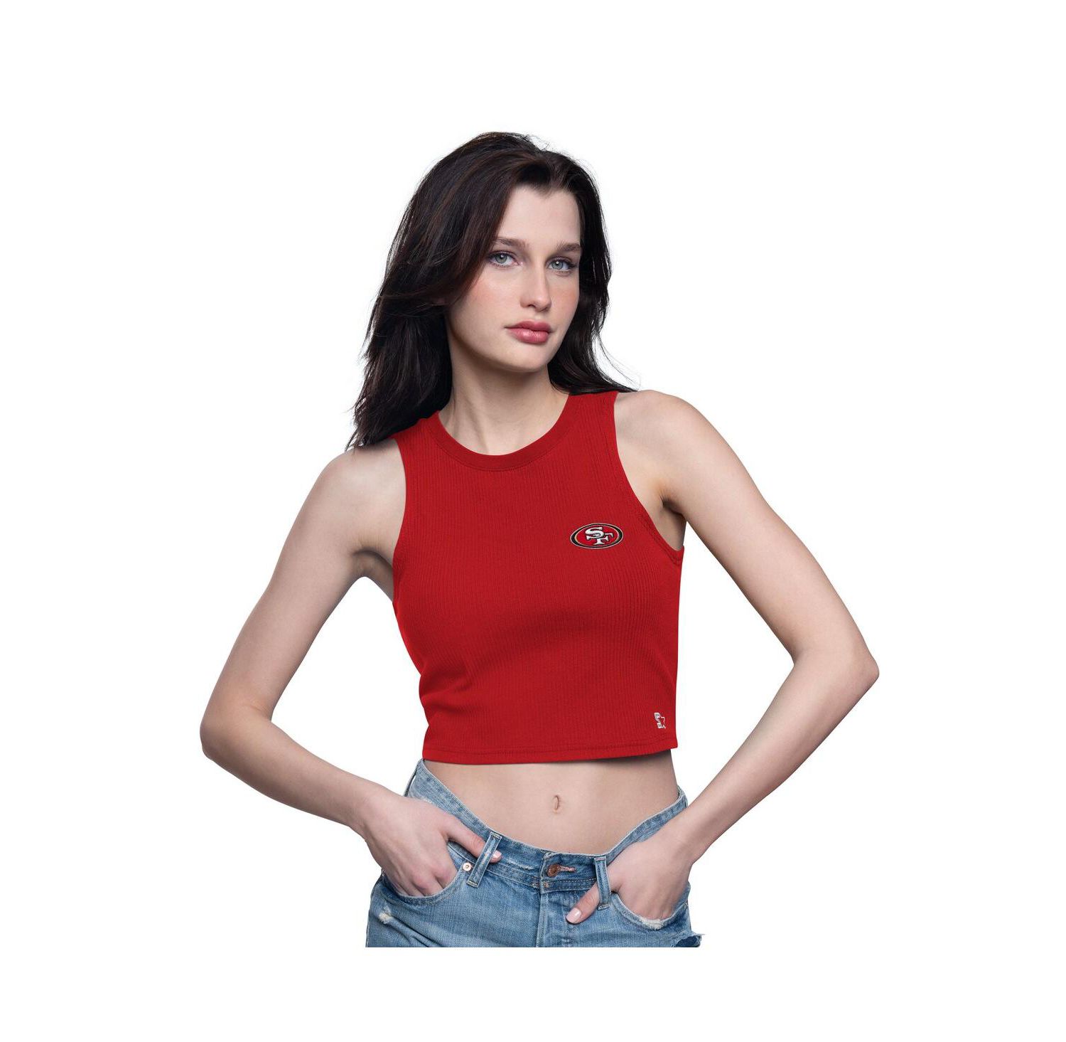 Women's Scarlet San Francisco 49ers Show Up Cropped Tank Top