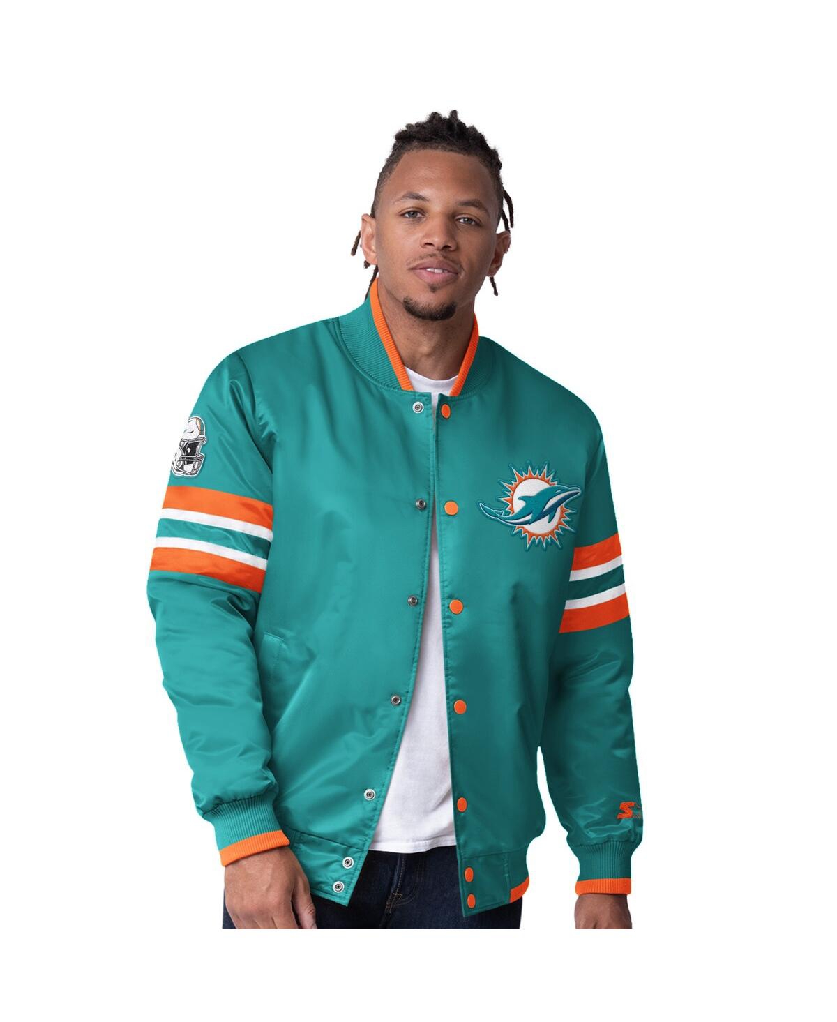 Men's Aqua Miami Dolphins Scout I Full-Snap Varsity Jacket - Aqua