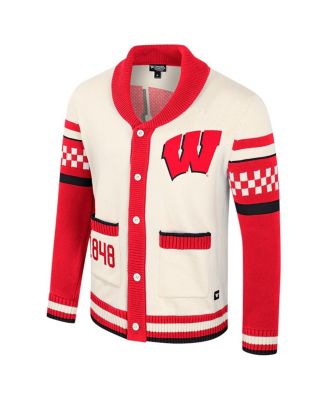 Men's and Women's Cream Wisconsin Badgers Wild Collective Button-Up Jacquard Sweater