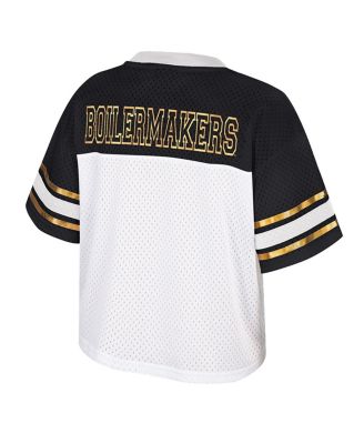 Women's White Purdue Boilermakers Treasure Cropped Football Jersey