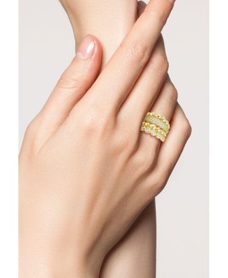 14K Gold Plated Sterling Silver Statement Stacked Ring
