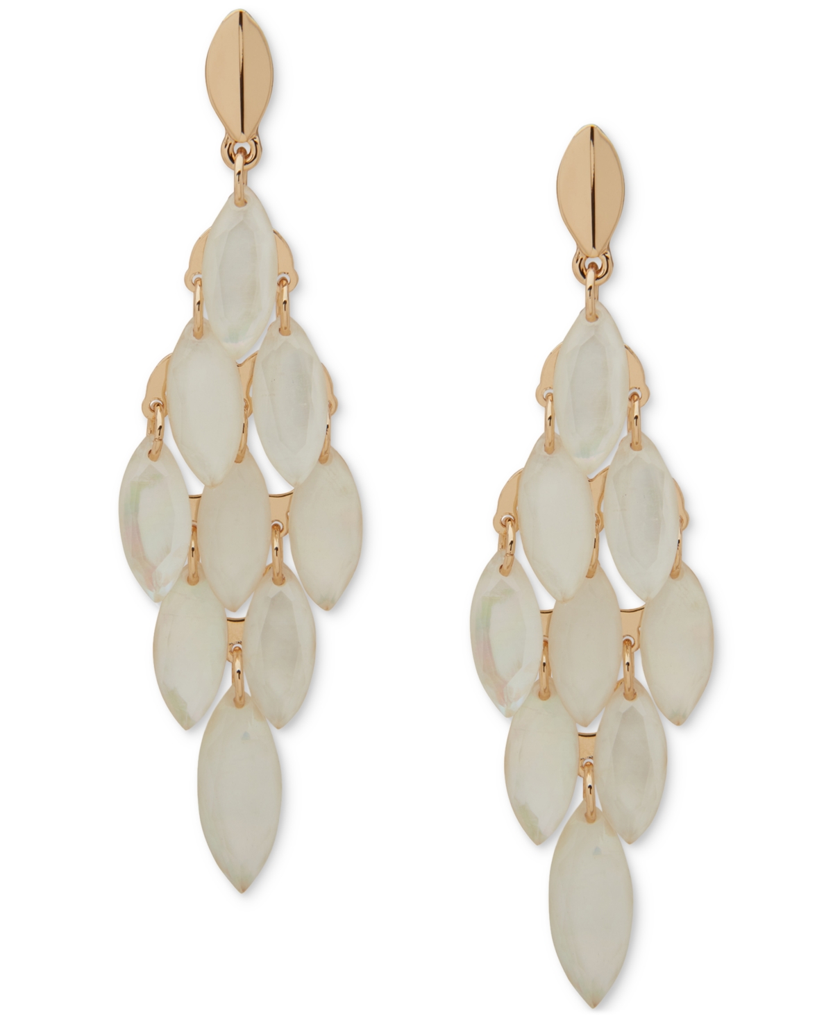 Lonna & Lilly Navette Disc Chandelier Earrings In White