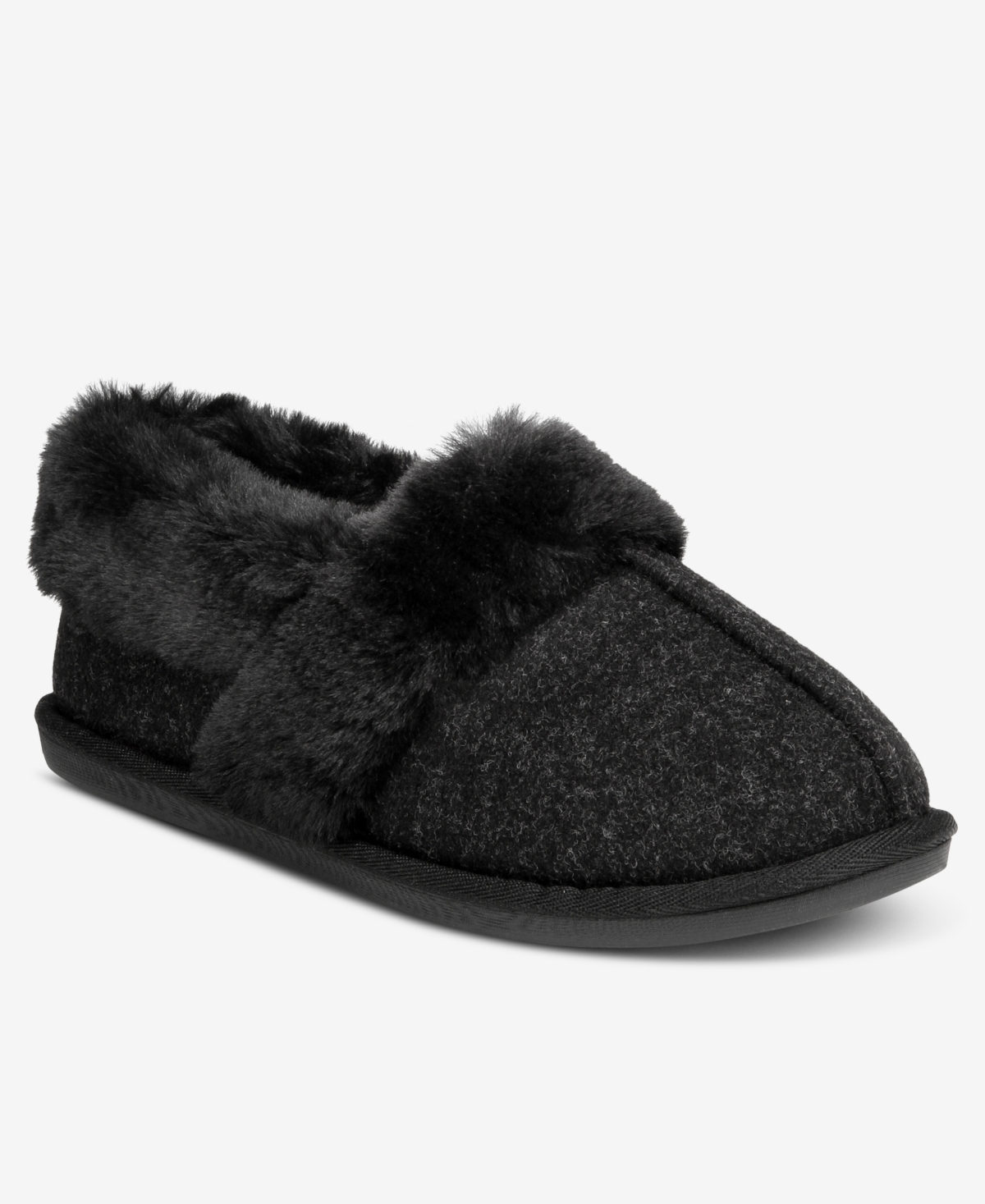 Charter Club Women's Faux-fur-lined Slippers, Macy's Exclusive In Black