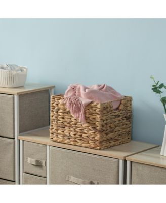 Natural Decorative Woven Water Hyacinth Storage Basket for The Playroom, Bedroom, and Living Room