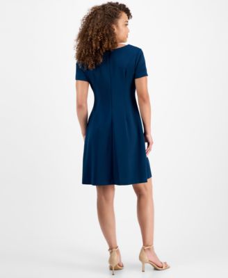 Petite Dart-Waist Short-Sleeve Dress