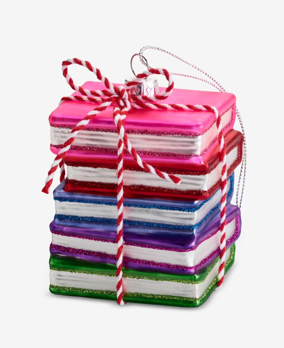 Holiday Lane Eclectic Charm Glass Book Stack Ornament, Macy's Exclusive In Multi