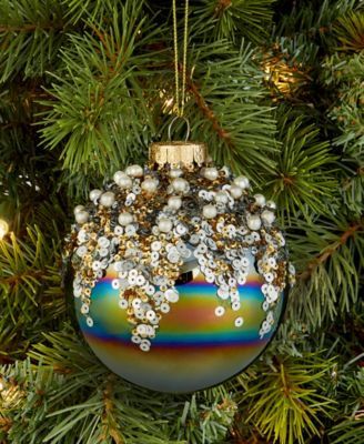 Enchanted Forest Glass Embellished Ball Ornament, Macy's Exclusive