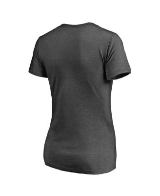 Women's Ash Atlanta Braves Charcoal Stack V-Neck T-Shirt