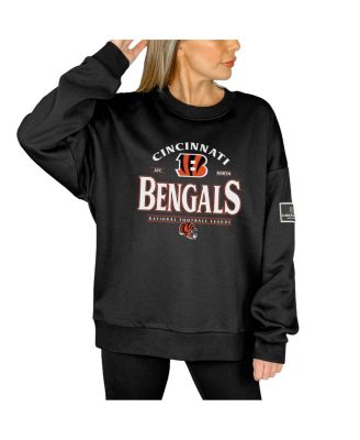 Women's Black Cincinnati Bengals Oversized Players Only Black Label Pullover Sweatshirt