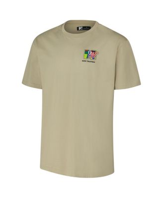 Men's Tan MTV Color Blocking Loose Fit T-Shirt